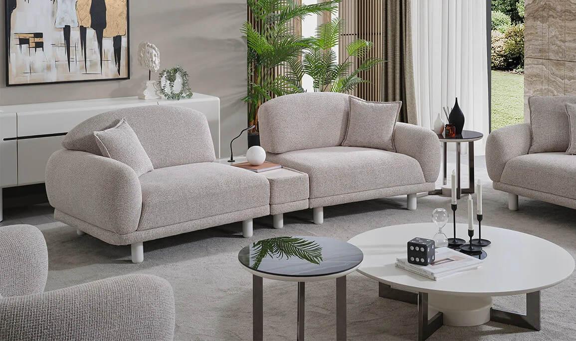 Dallas 3-Sitzer Sofa mit Beistelltisch