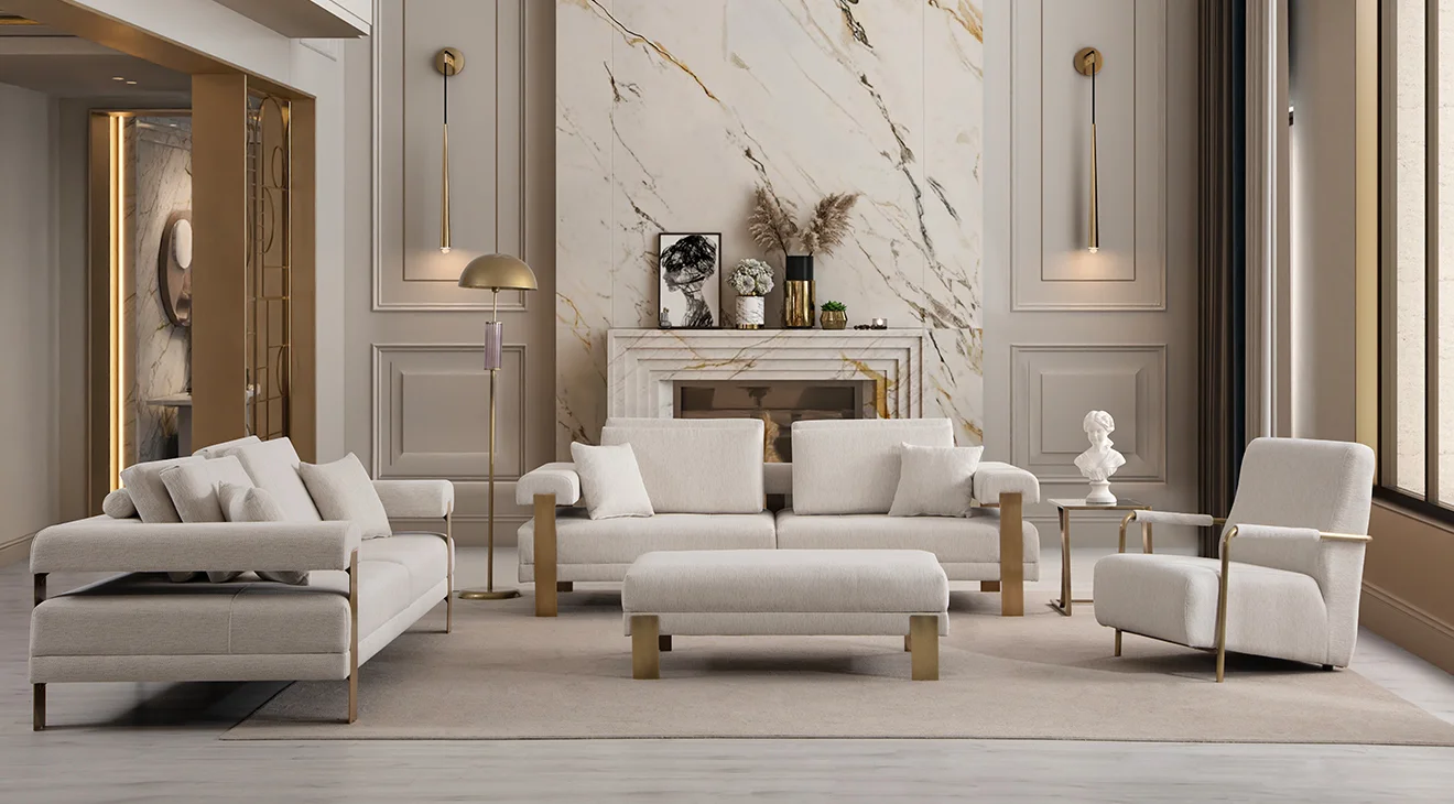 Deep Living Antik Metal Ayaklı Koltuk Takımı