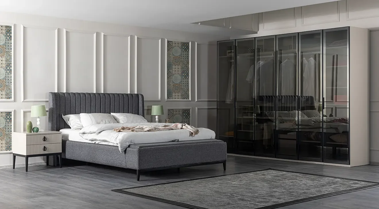 Defne 6 Kapaklı Yatak Odası Takımı (Temperli Cam)