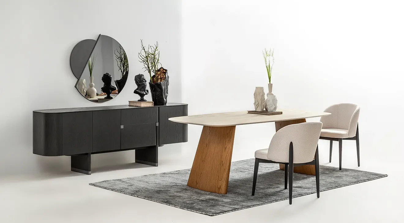 Delta Antrasit Meşe Yemek Odası Takımı