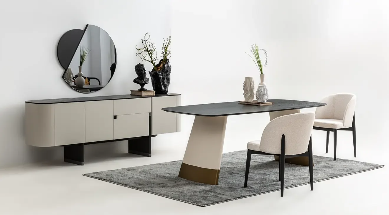 Delta Gri Antrasit Yemek Odası Takımı