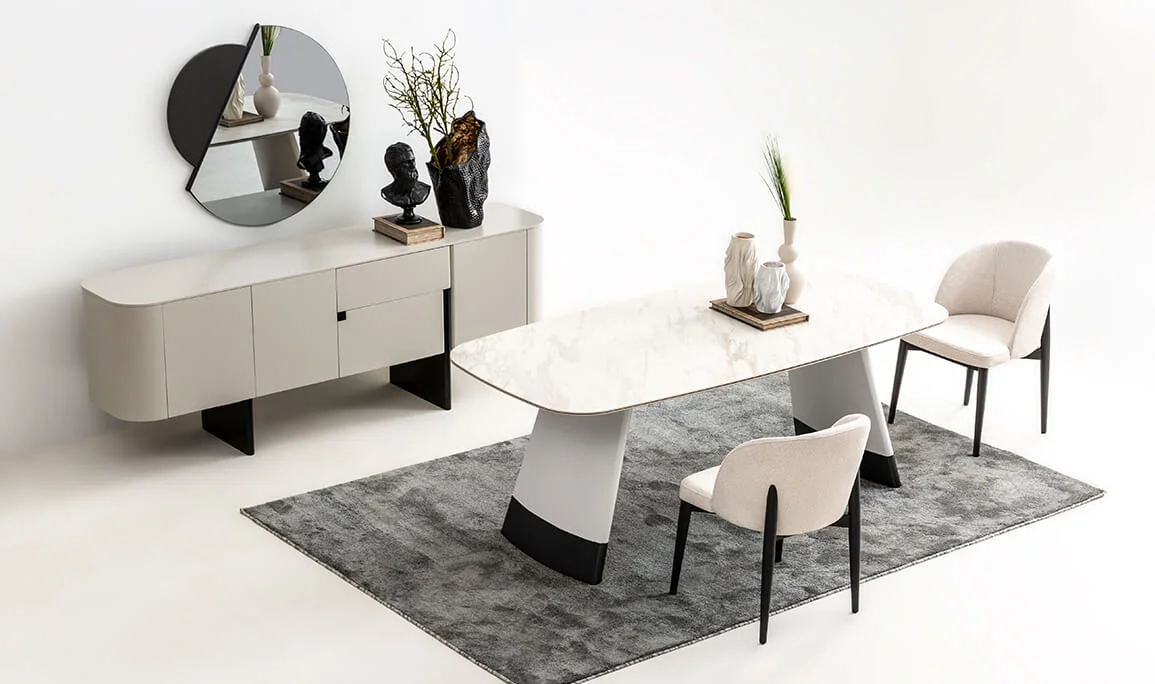 Delta Grau Schwarz Porzellan Esszimmer