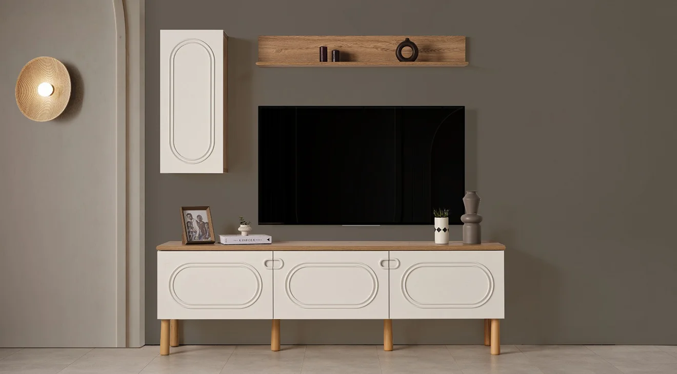 Derin Ahşap Ayaklı Tv Ünitesi