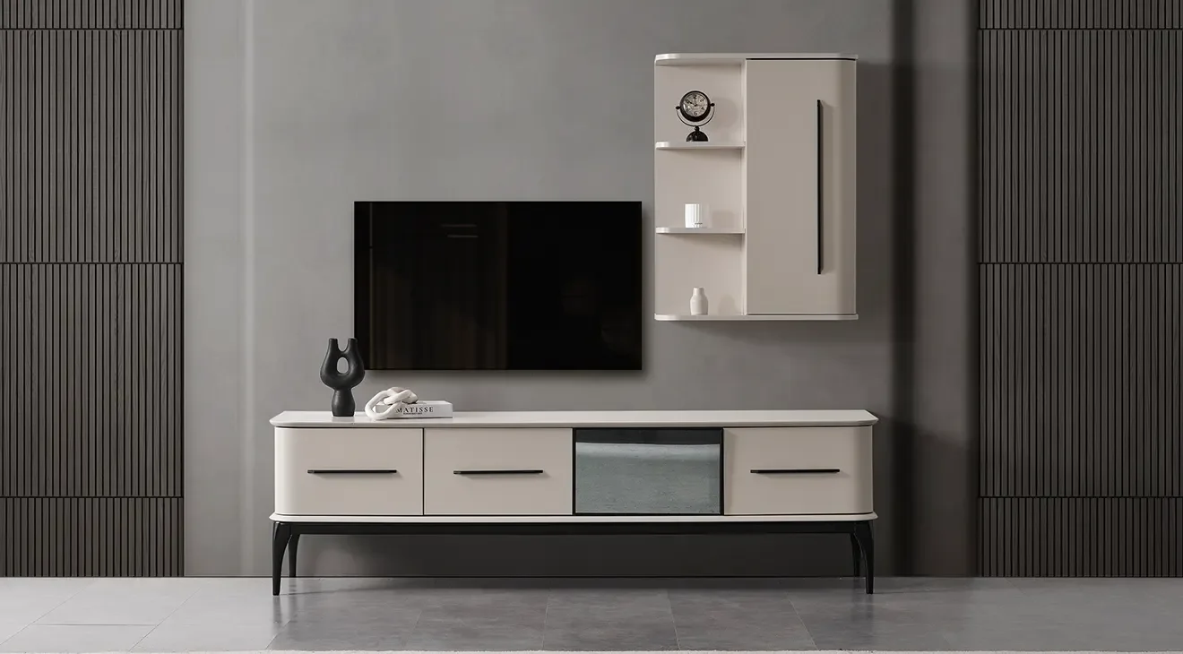 Destan Ahşap Ayaklı Modern Tv Ünitesi
