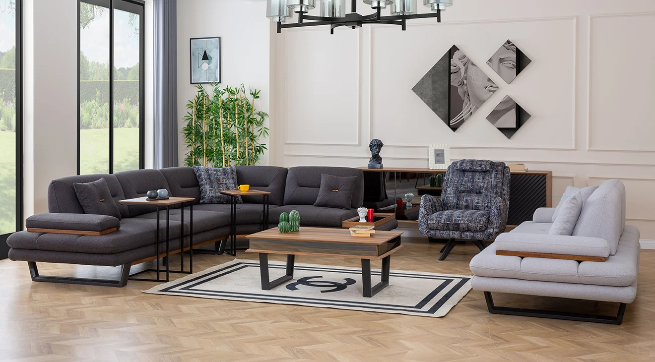 Efes Ses Sistemli Kanepeli Köşe Koltuk Takımı