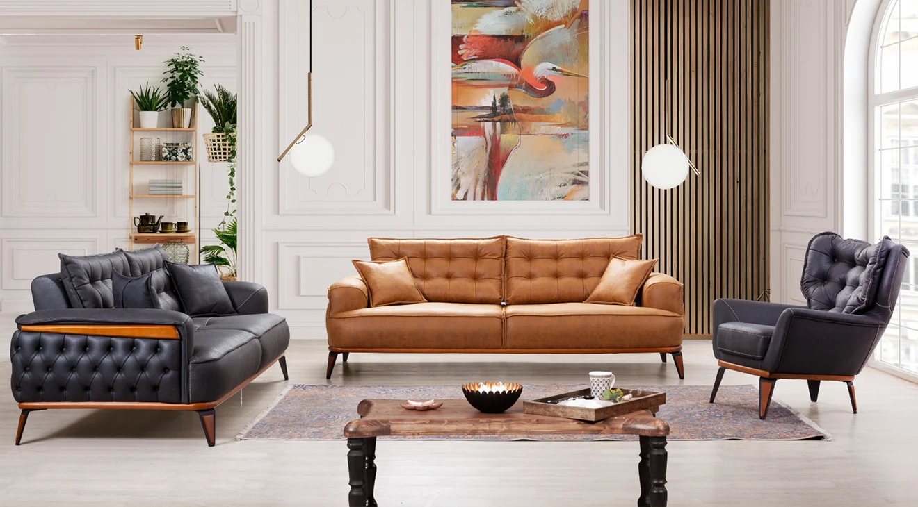 Ege Ahşap Ayaklı Koltuk Takımı