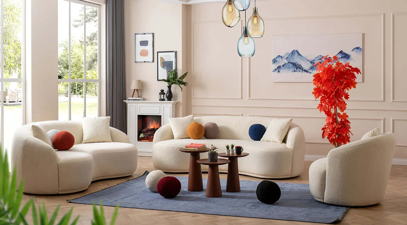 Elips Beyaz Koltuk Takımı