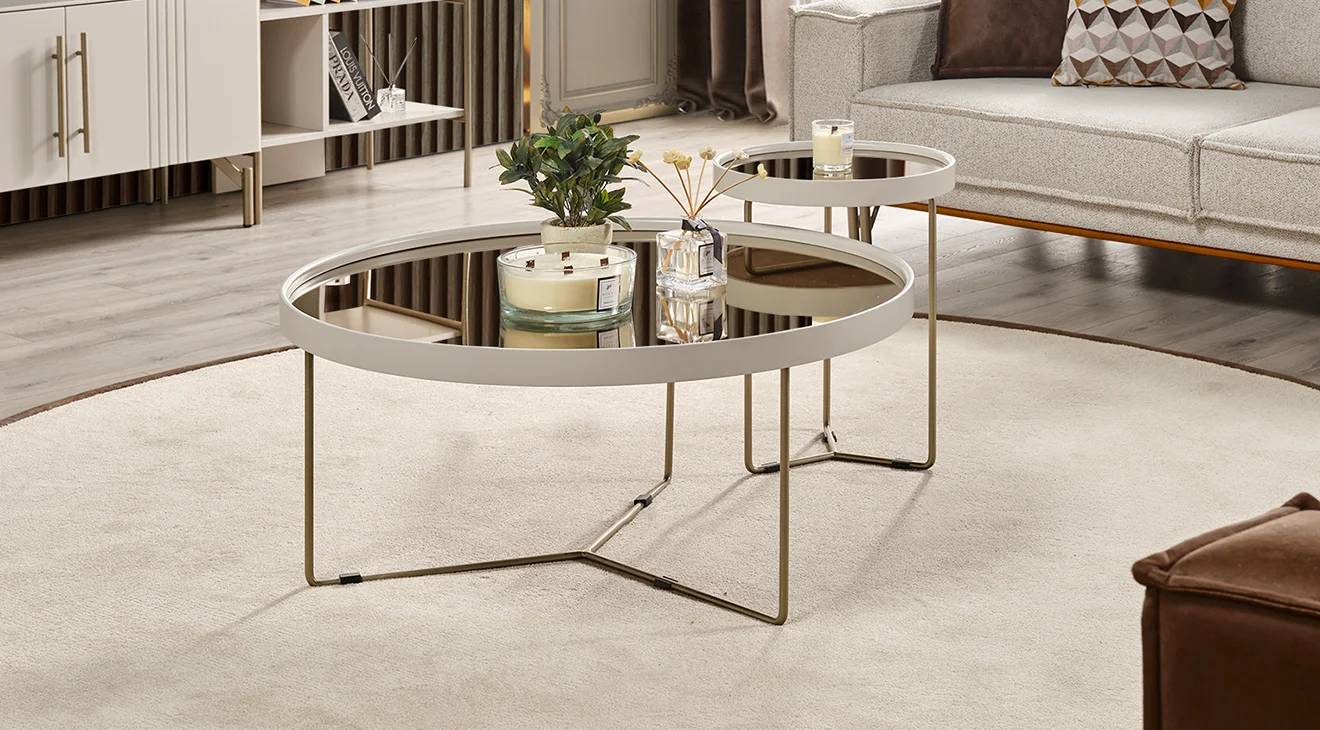 Eva Gold Metal Ayaklı Orta Sehpa