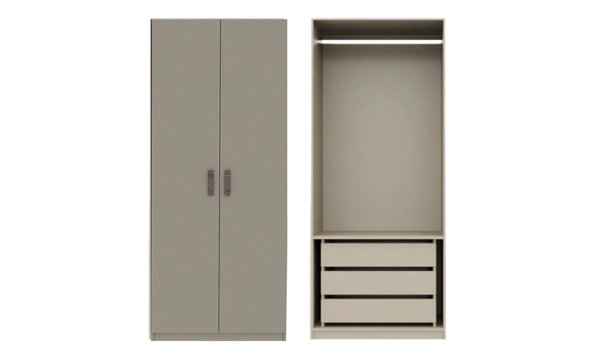 2 Kapılı Çekmeceli Gardrop - Ahşap