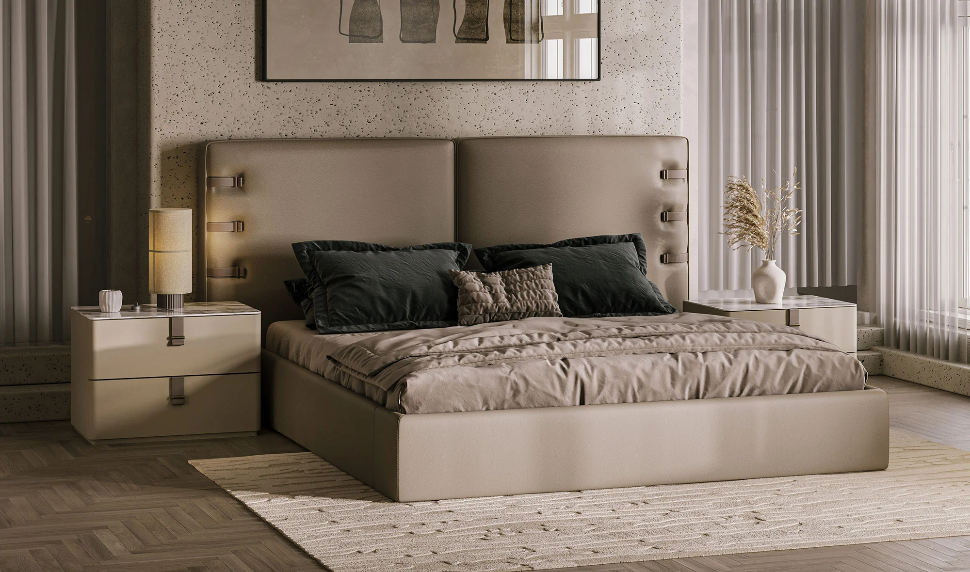 Bazalı Karyola ve Başucu - 160 cm