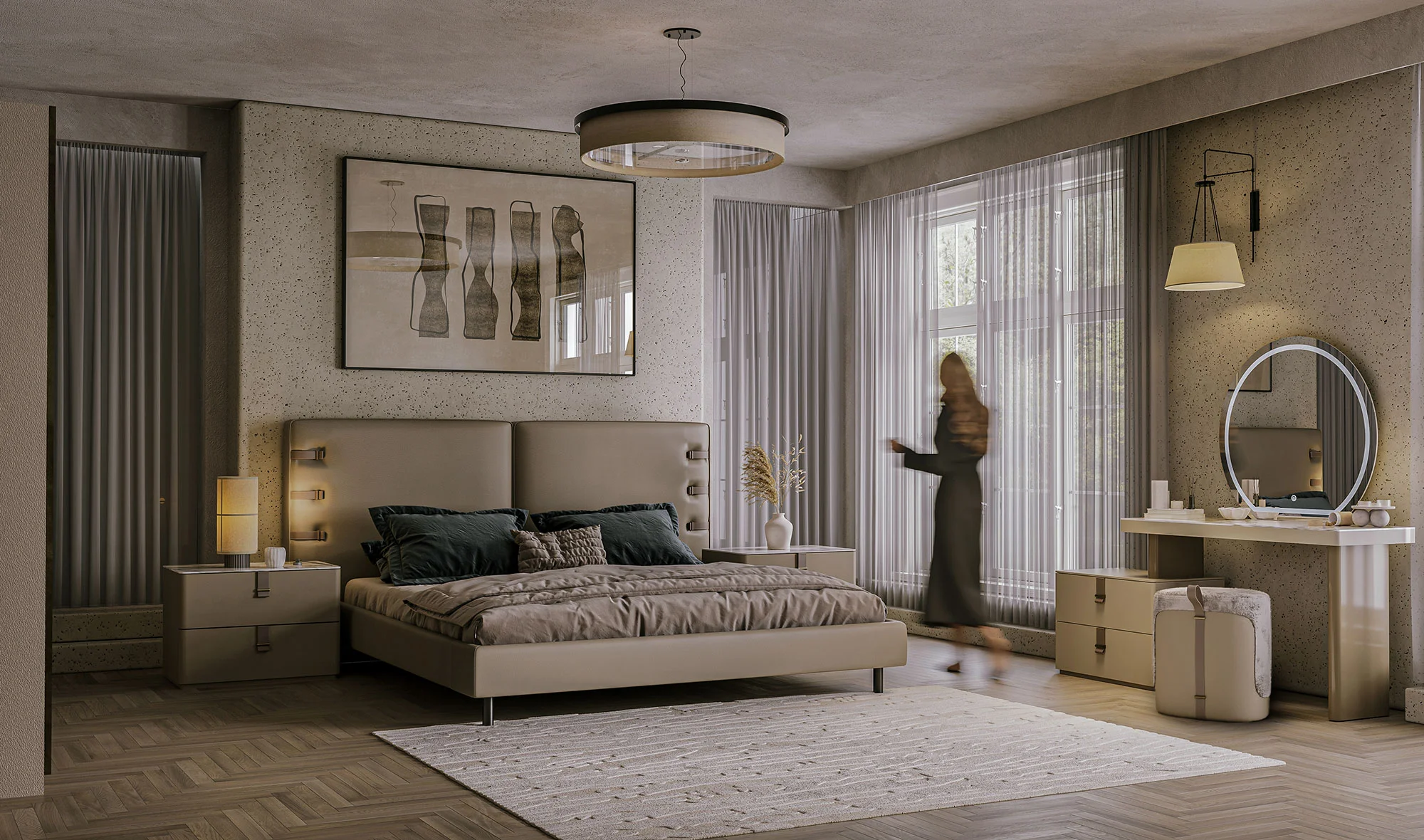 Gardrop + Karyola + Şifonyer + 2 Komodin