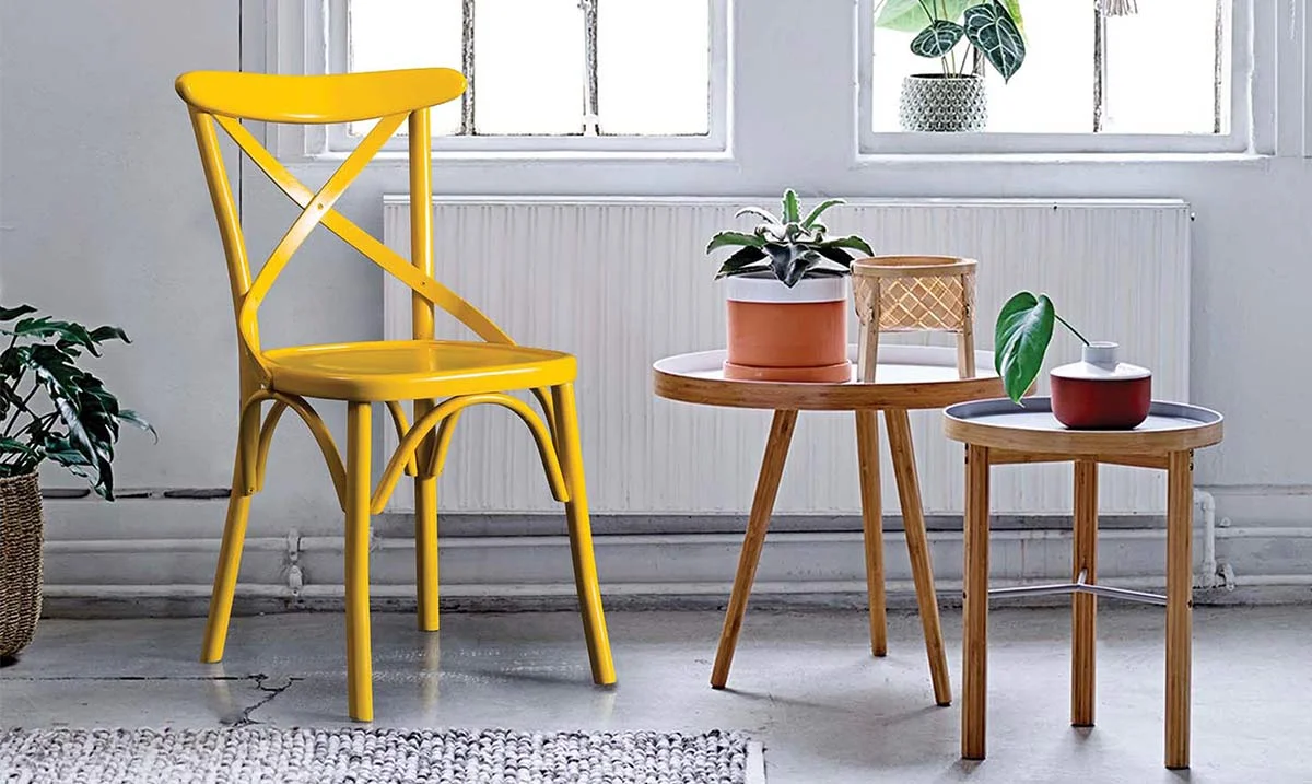 Fix Sarı Ahşap Ayaklı Sandalye