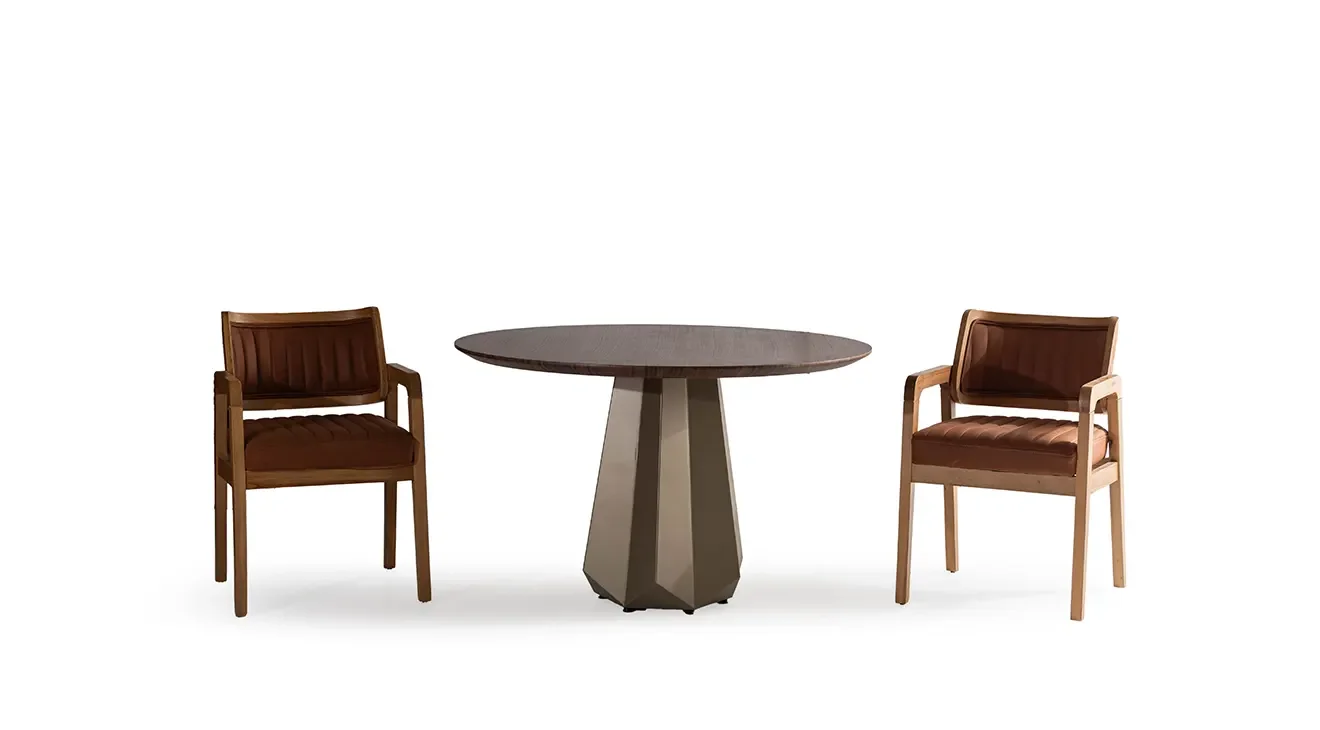 Fontano Ceviz Yuvarlak Masa