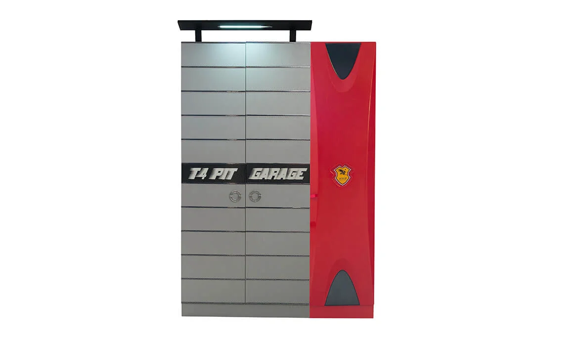 Garage Kırmızı 3 Kapılı Gardırop