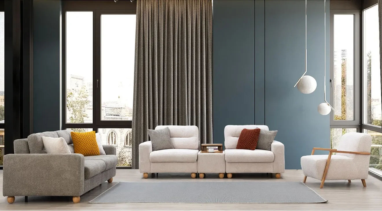 Gloria Yataklı Ahşap Ayaklı Koltuk Takımı