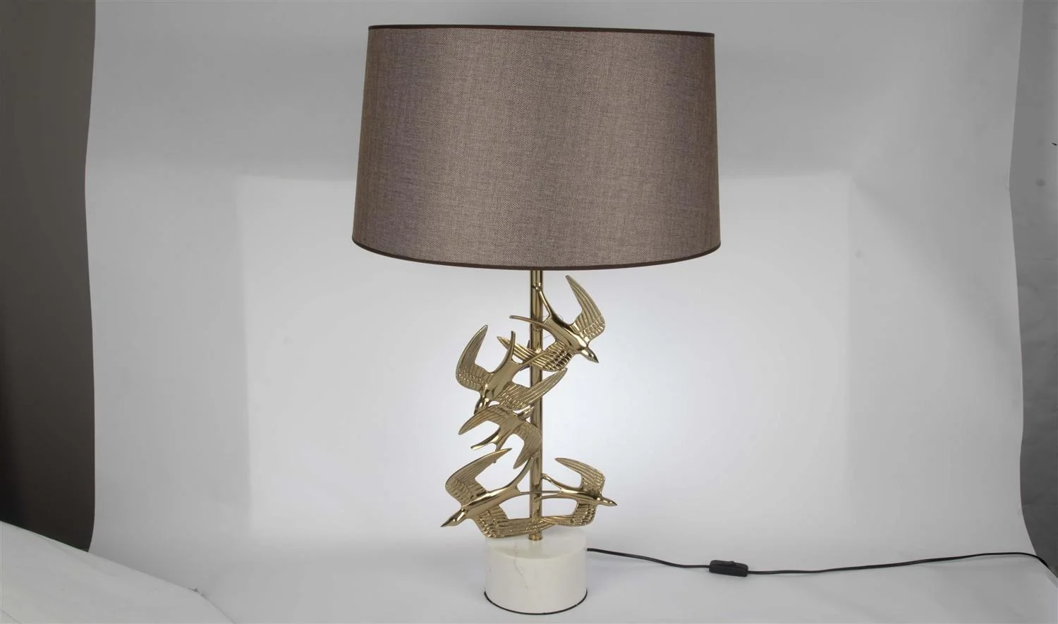 Gold Kuş Ayaklı Krem Abajur