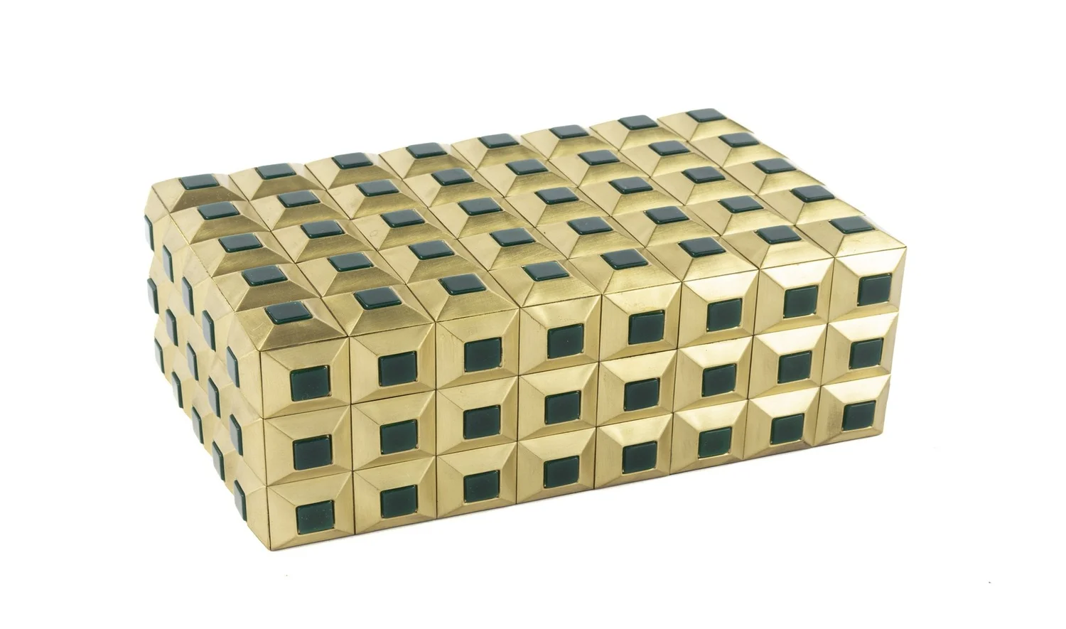 Gold Yeşil Taşlı Kutu 22x14 cm