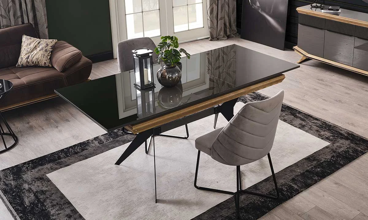 Grand Ahşap Metal Ayaklı Yemek Masası