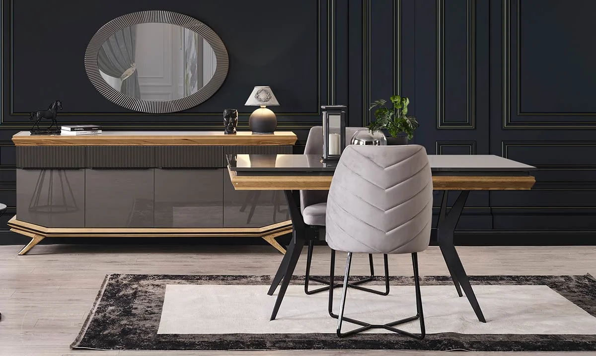 Grand Ahşap Metal Ayaklı Yemek Odası Takımı