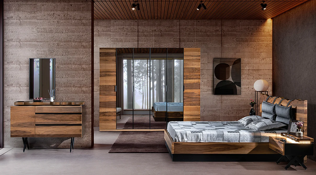 Greenwich 6 Kapaklı Ceviz Yatak Odası Takımı