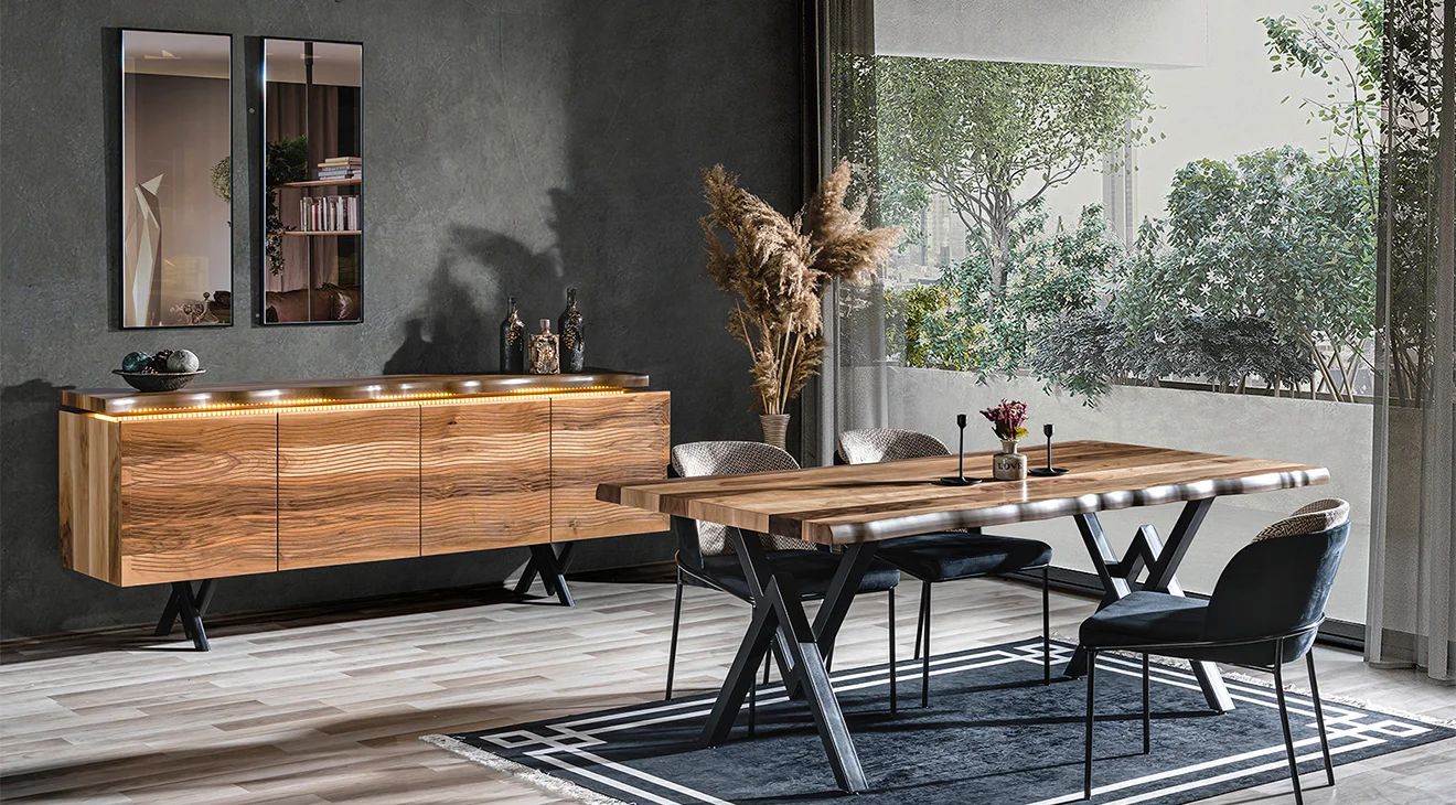 Greenwich Ceviz Yemek Odası Takımı