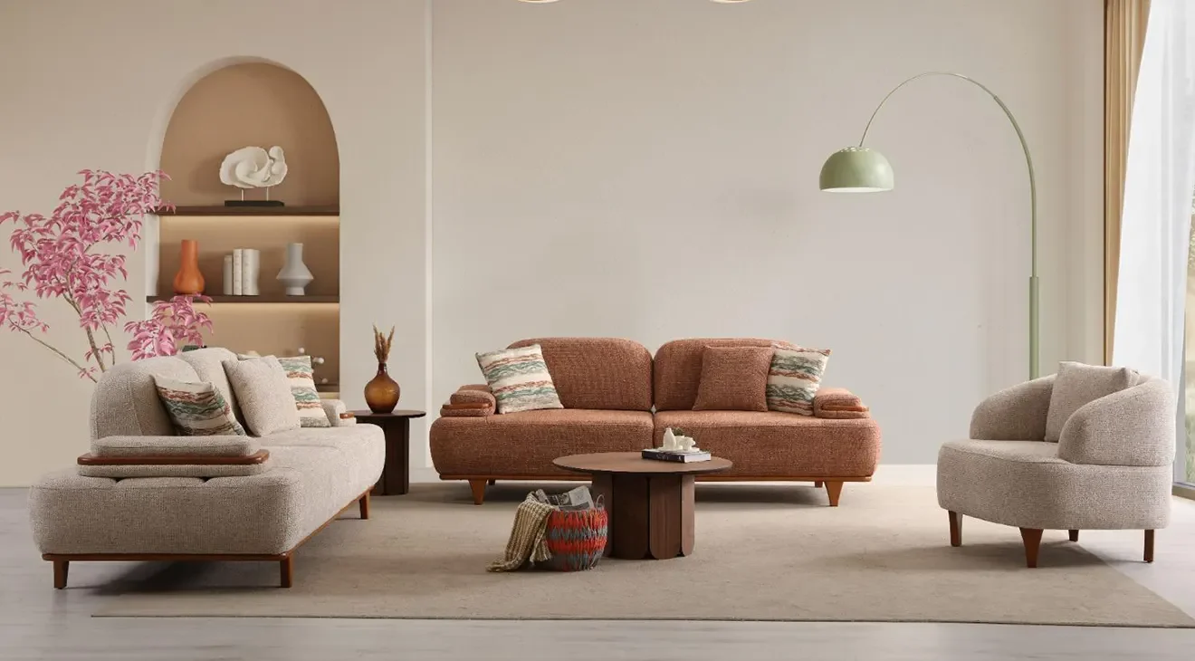 Gucci Ahşap Ayaklı Koltuk Takımı