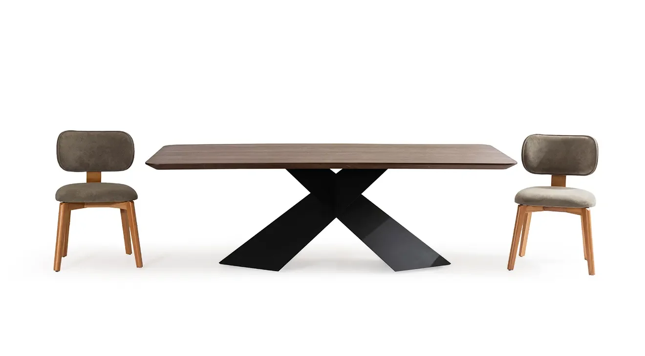 Gusta Metal Ayaklı Ceviz Masa