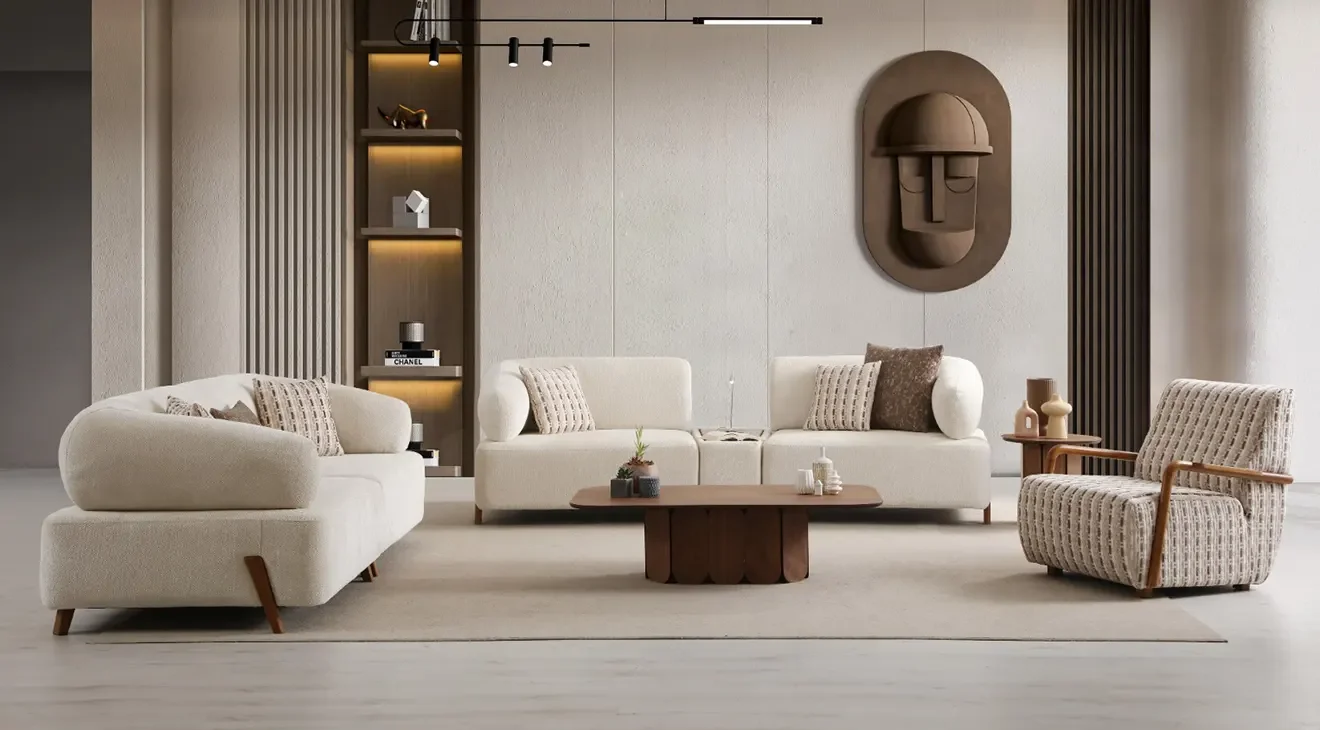 İlyora Yataklı Ceviz Modern Koltuk Takımı