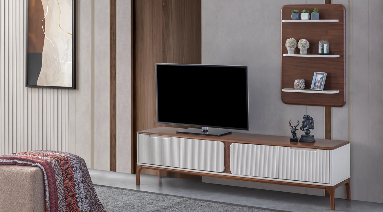 İnci Ahşap Ayaklı Modern Tv Ünitesi