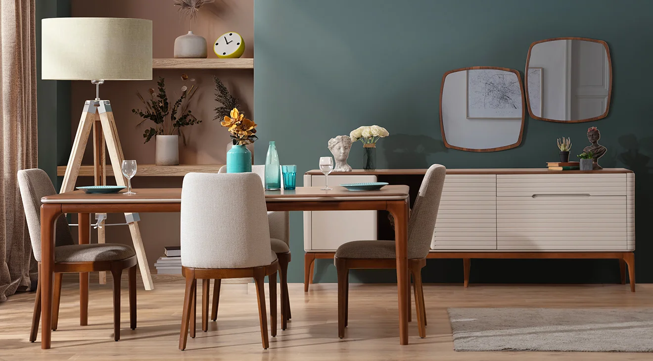 İnci Ceviz Yemek Odası Takımı