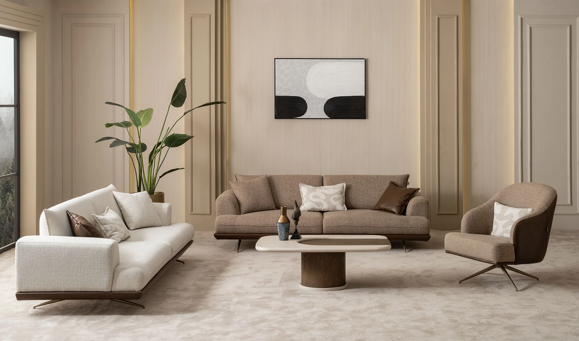 İki Üçlü Koltuk (yataklı) + Bir Tekli Koltuk