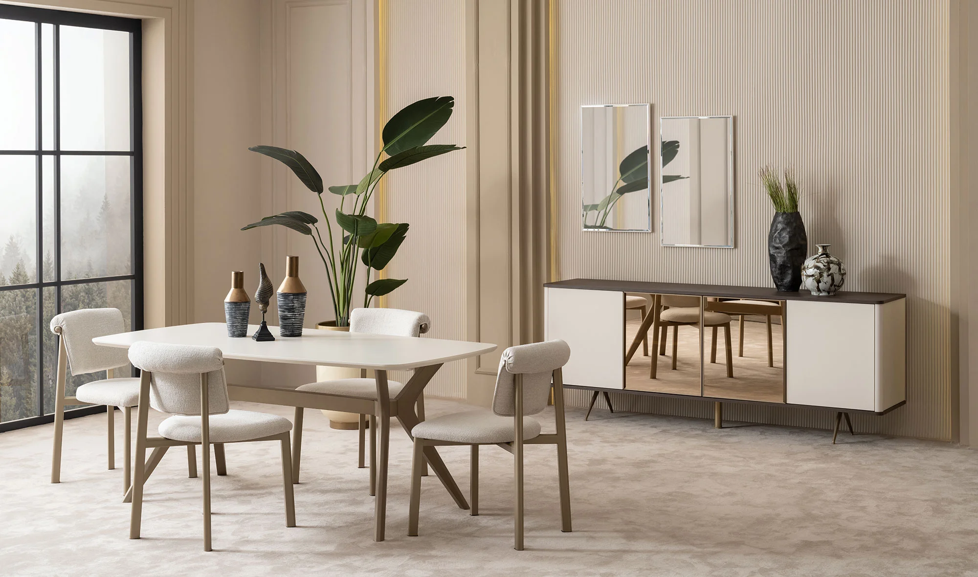 Konsol + Yemek masası + 6 sandalye