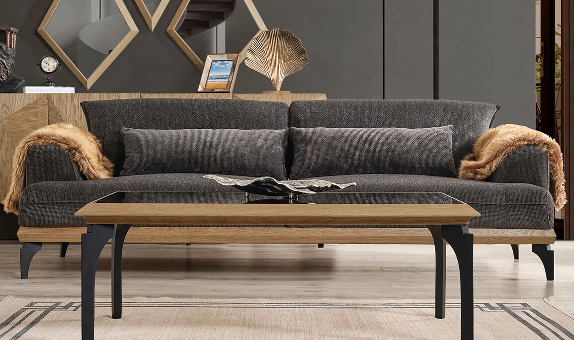 Jolie Black Three-Seater Sofa