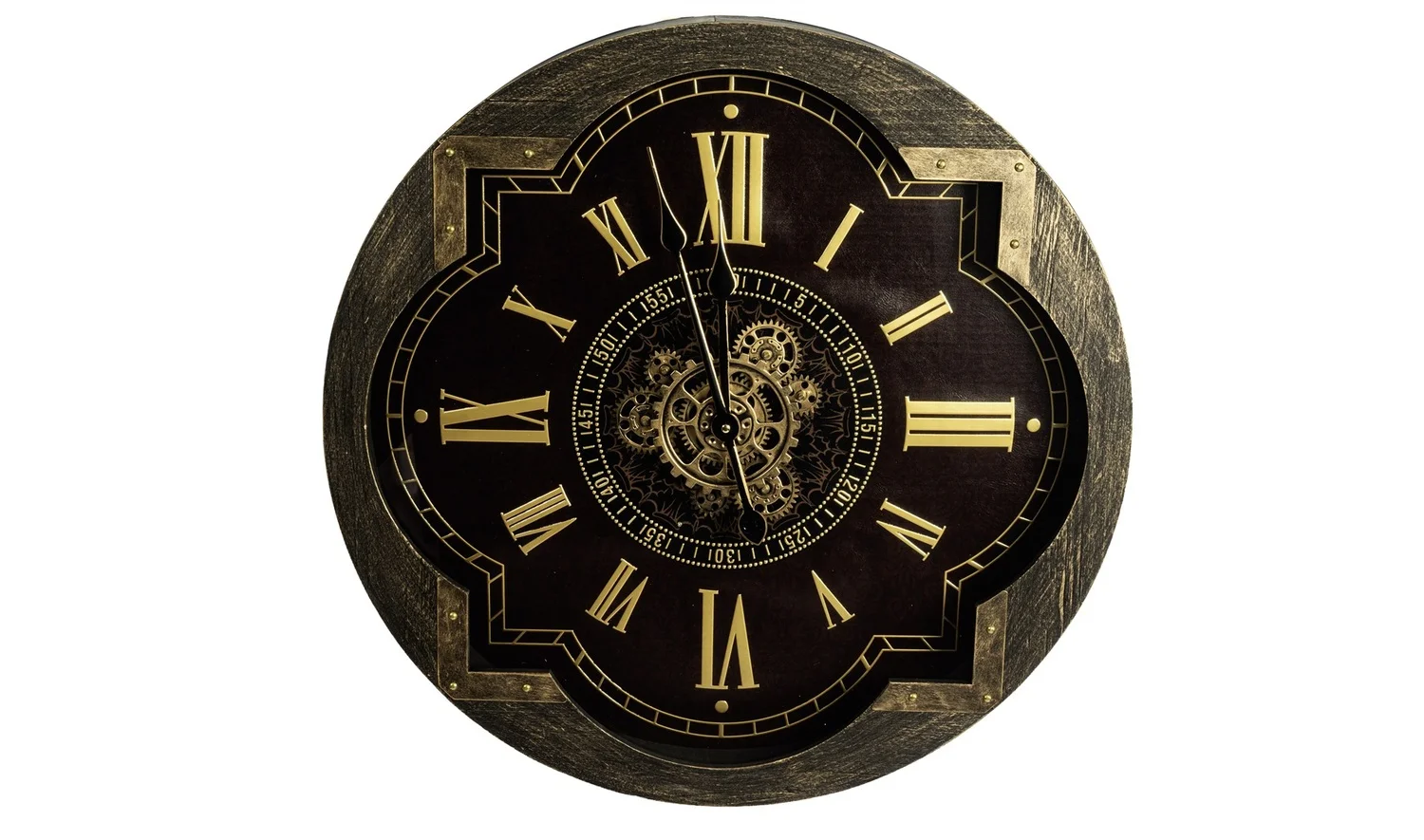 Kahve Gold Ahşap Duvar Saati 64 cm