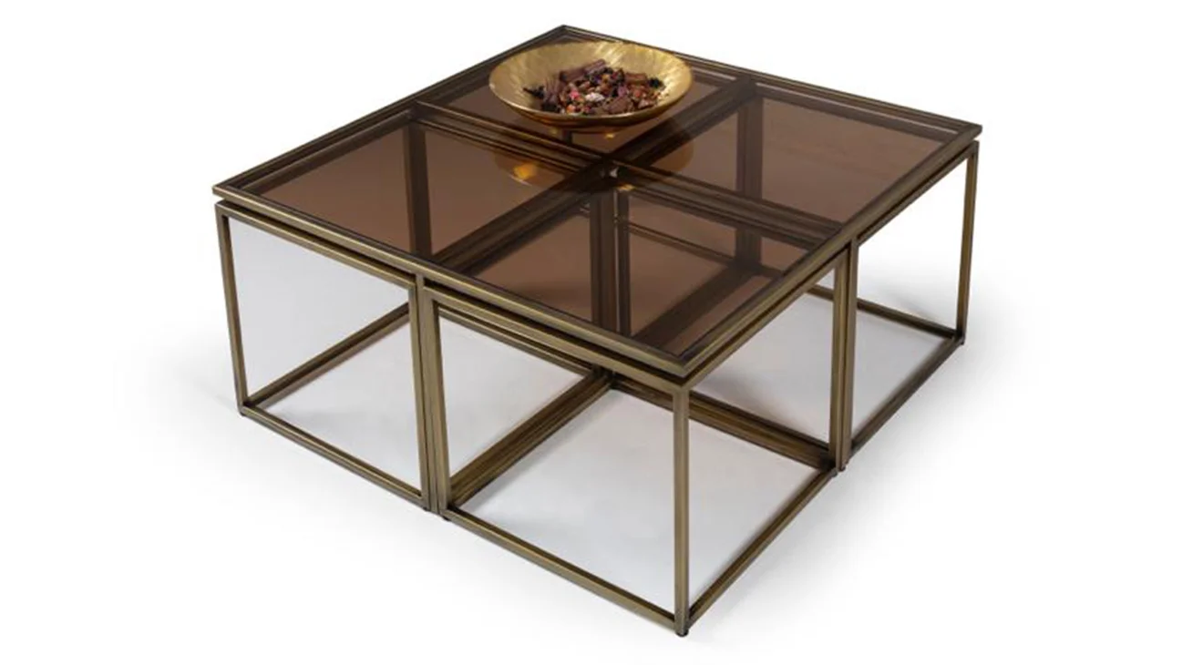 Kante Gold Metal Ayaklı 4+1 Sehpa