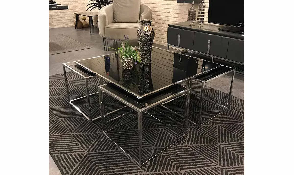 Kante Metal Ayaklı Krom 4+1 Sehpa