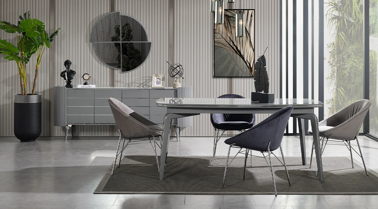 Karya Gri Yemek Odası Takımı