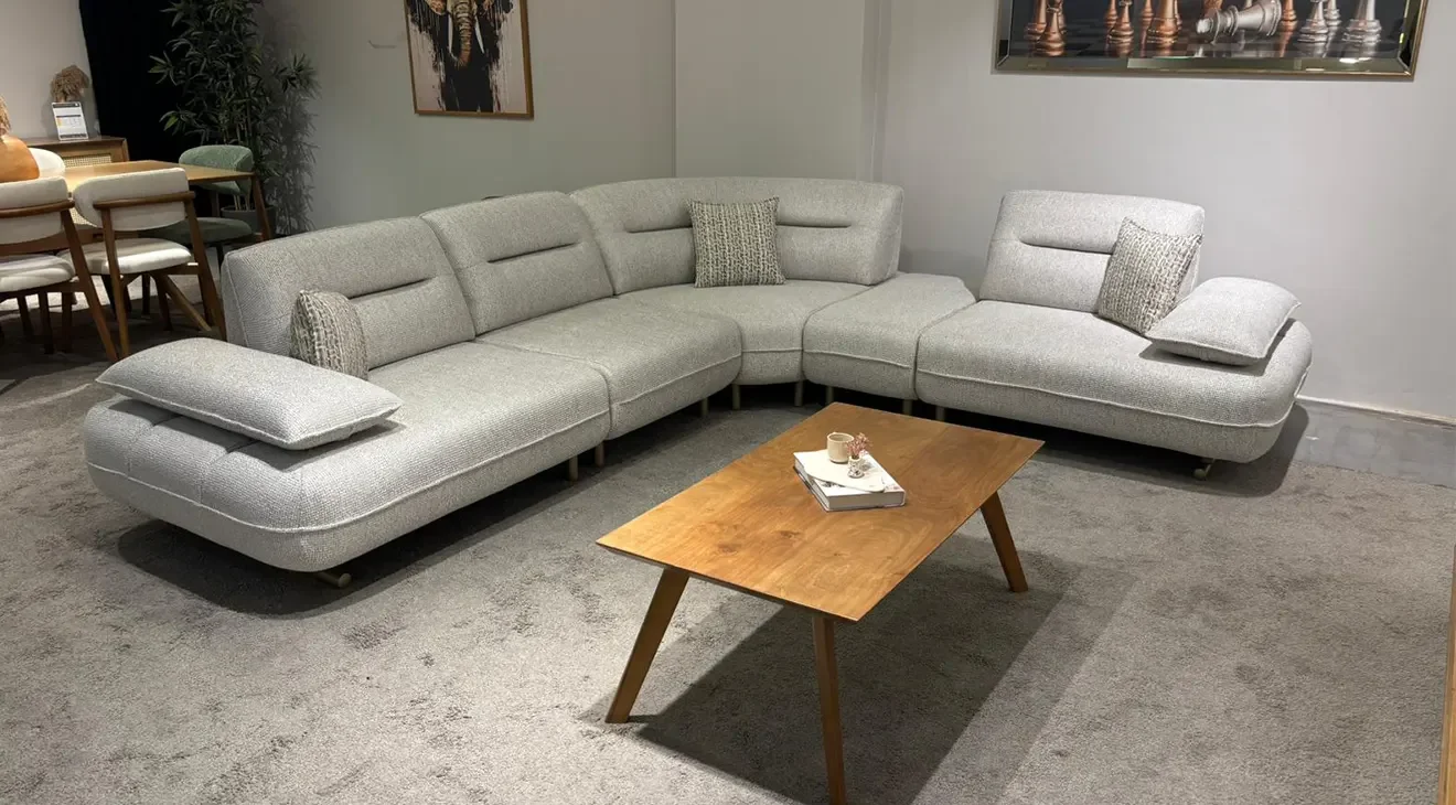 Kays Ahşap Ayaklı Köşe Koltuk Takımı