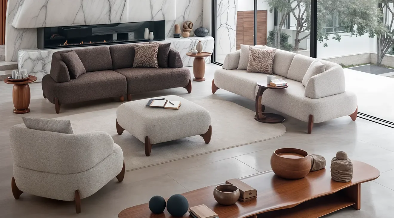 Konfor Ahşap Ayaklı Koltuk Takımı