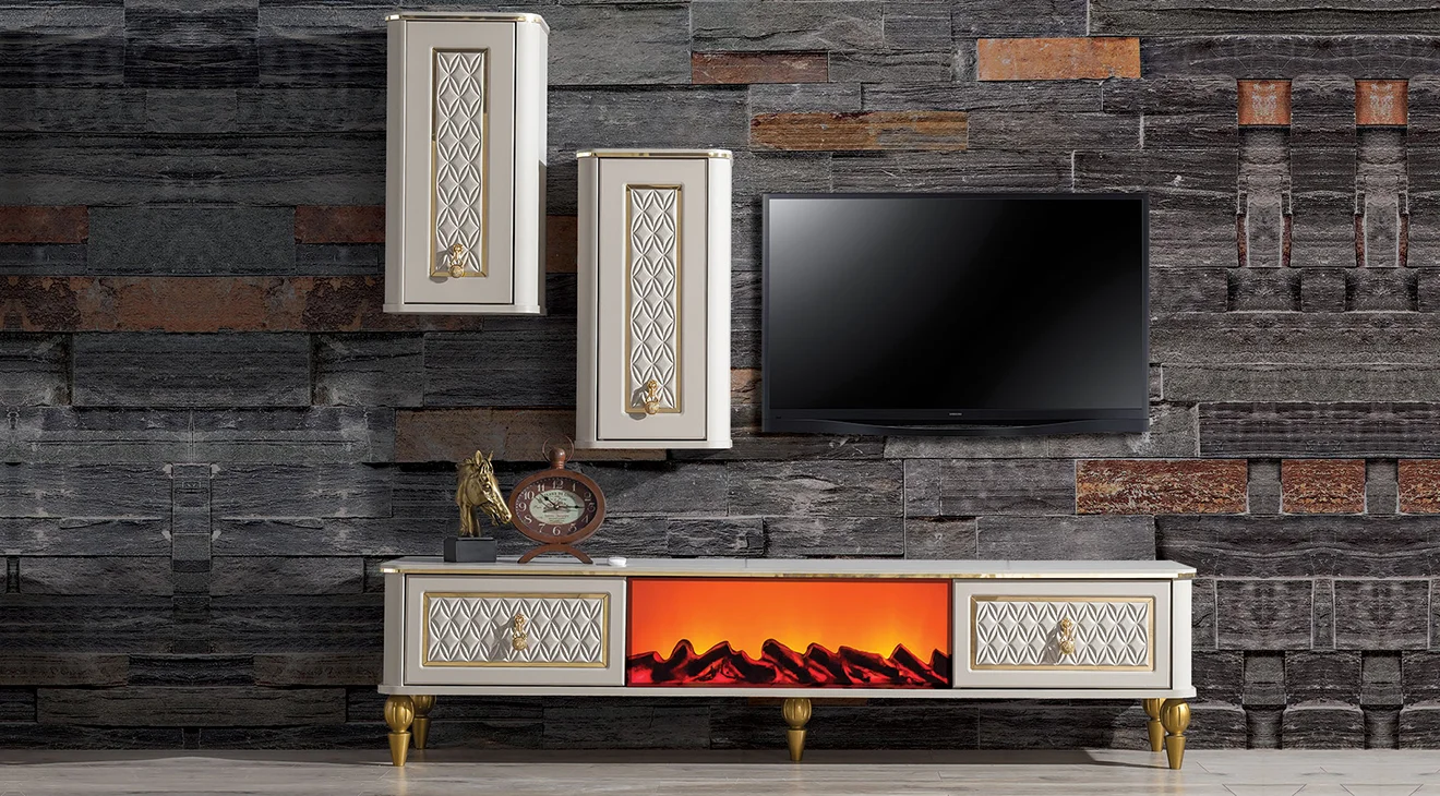 Kristal Şömineli Tv Ünitesi