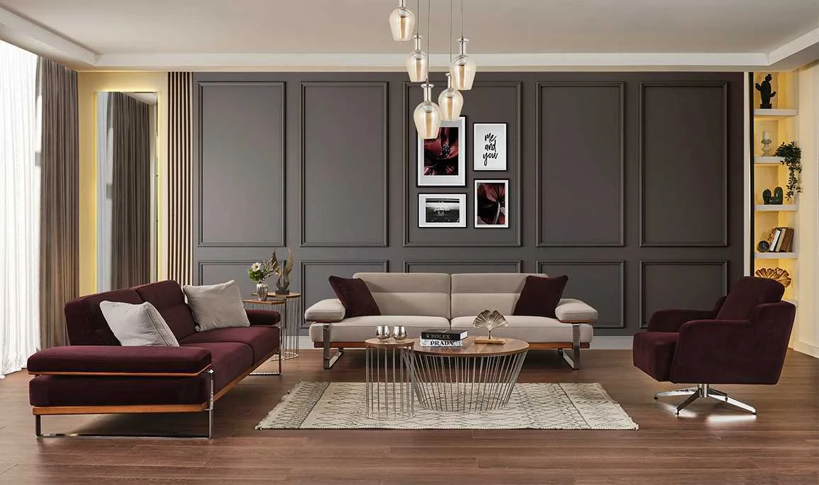 Lavina Silver Sofa Set