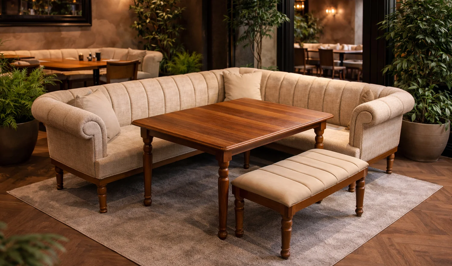 Köşe Koltuk + Yemek Masası (açılır) + Bench