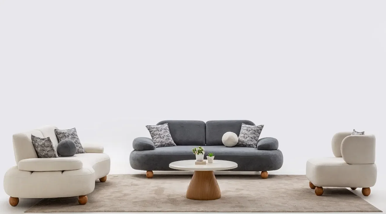 Lina Ahşap Ayaklı Koltuk Takımı