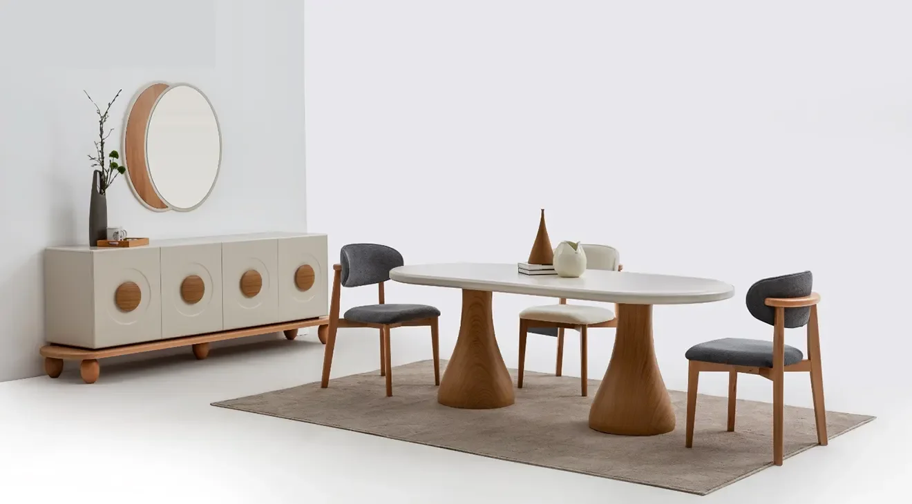 Lina Ahşap Ayaklı Yemek Odası Takımı