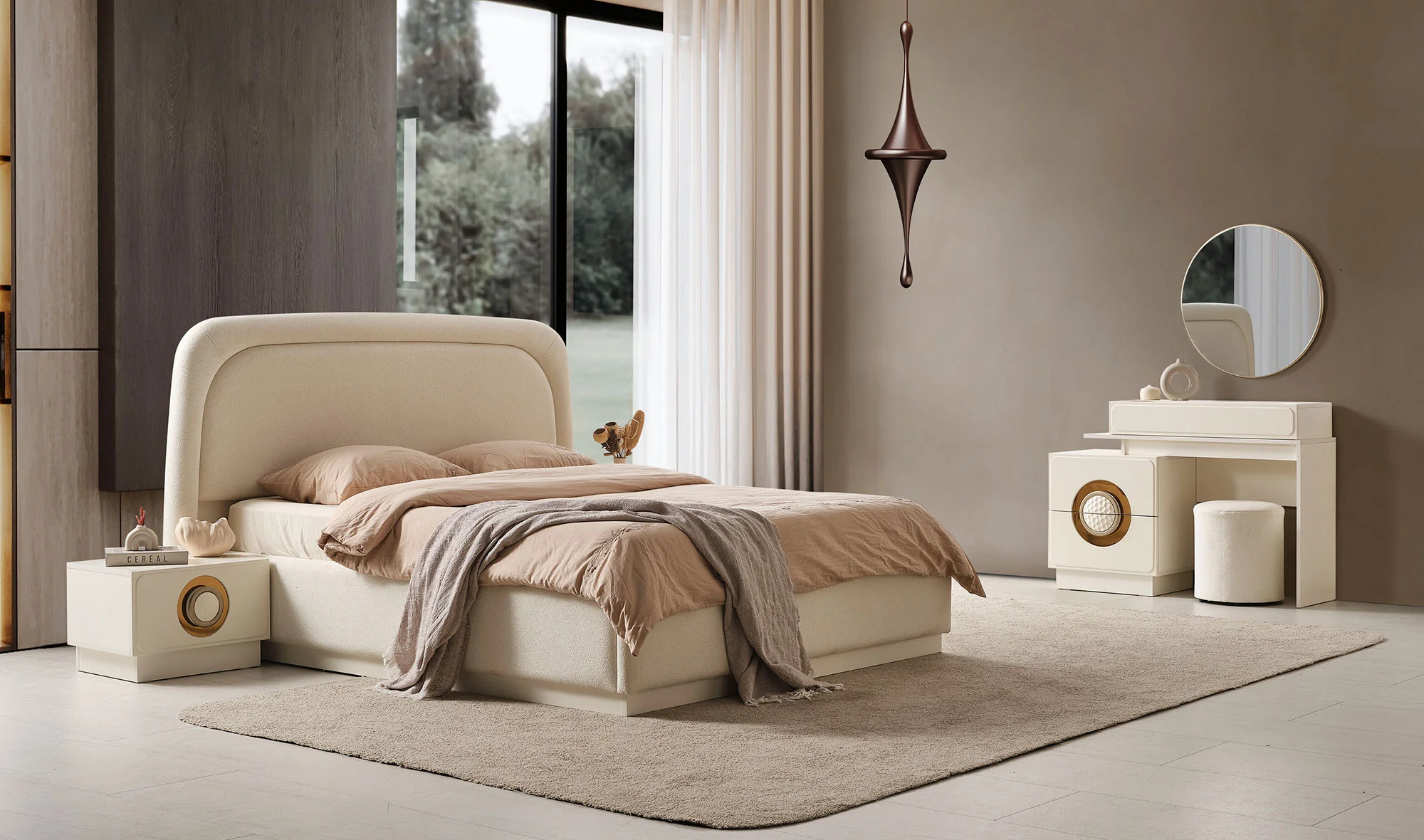 Köşe Dolap Takım + Karyola + Şifonyer + Komodin