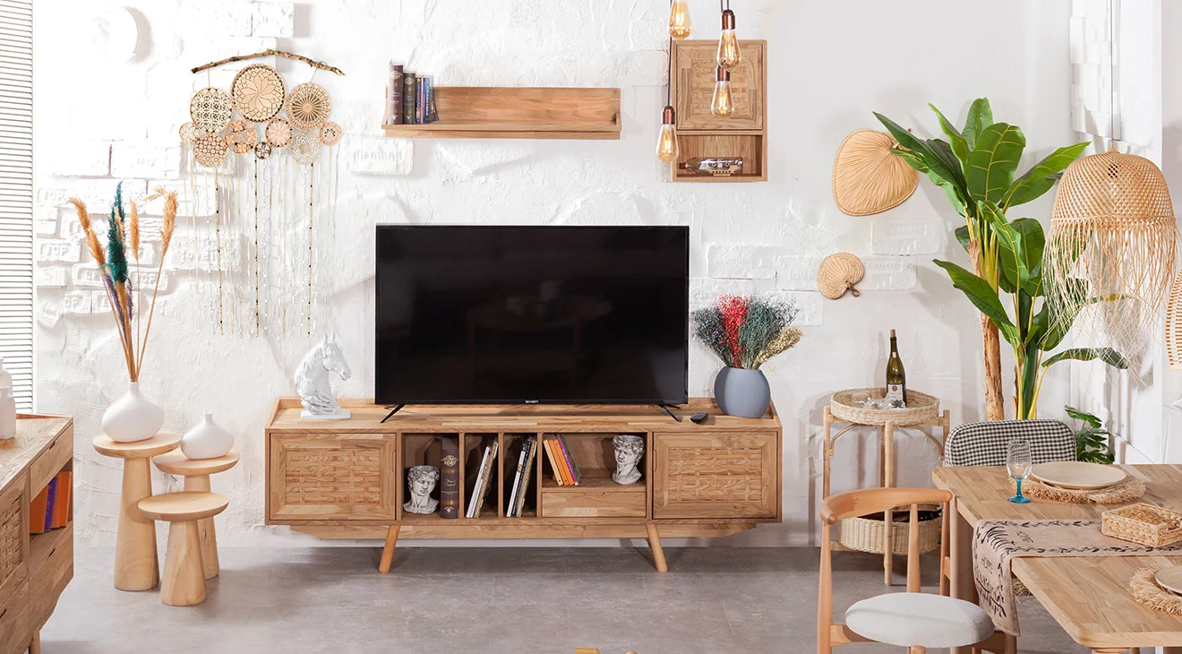 Loft Ahşap Ayaklı Modern Tv Ünitesi