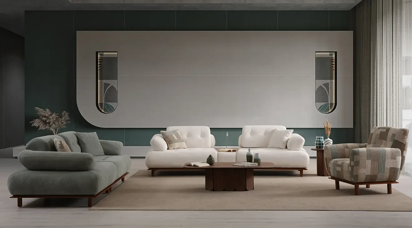 Lois Ahşap Ayaklı Koltuk Takımı