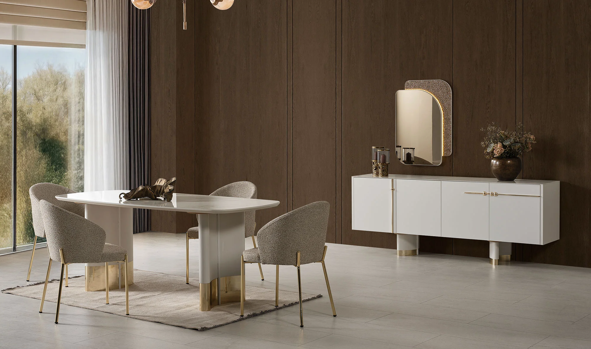 Konsol + Yemek masası + 6 sandalye