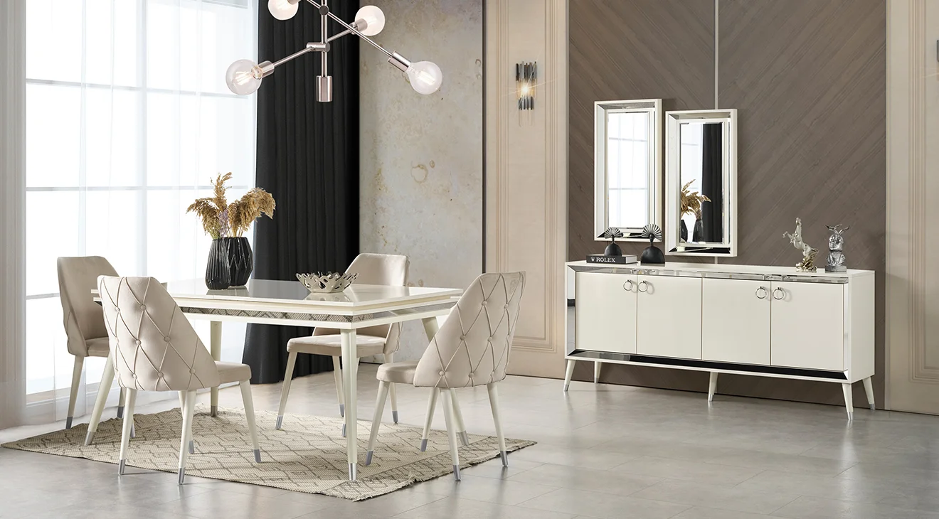 Lotus Ahşap Ayaklı Yemek Odası Takımı