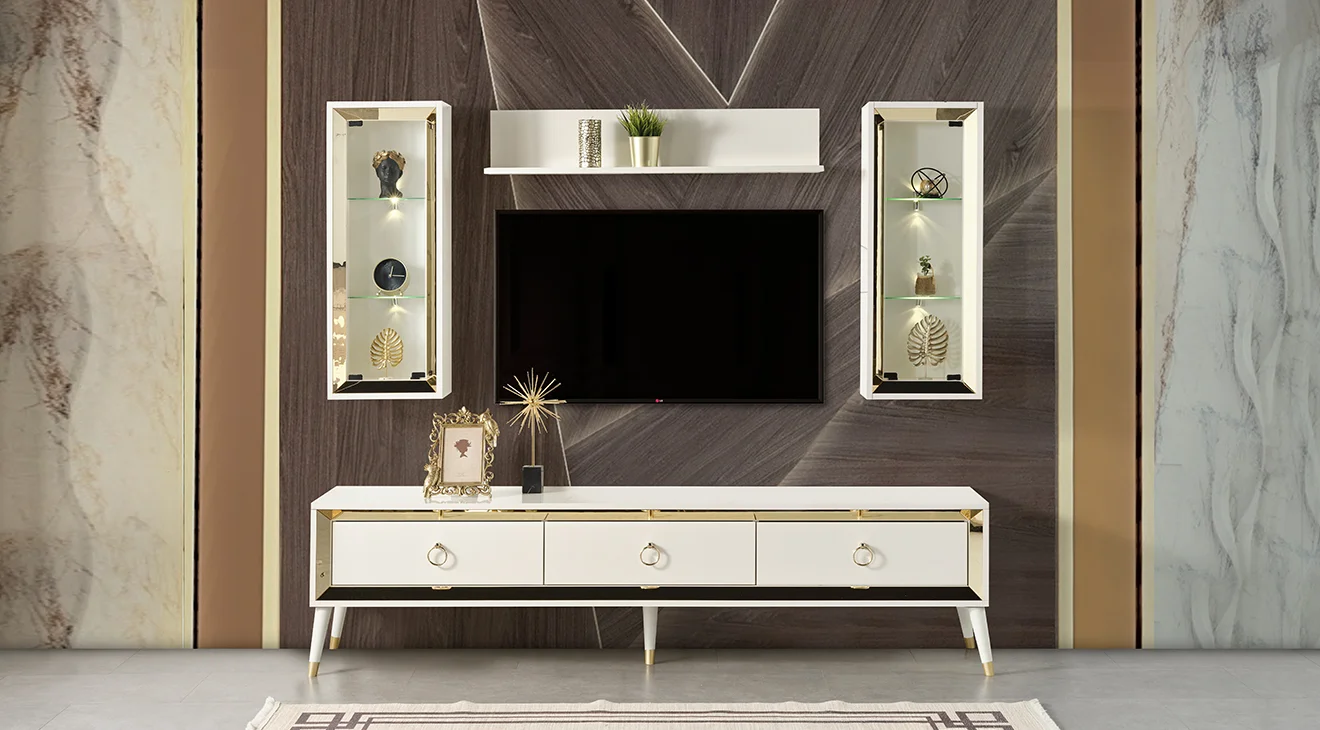 Lotus Aytaşı Ahşap Ayaklı Tv Ünitesi